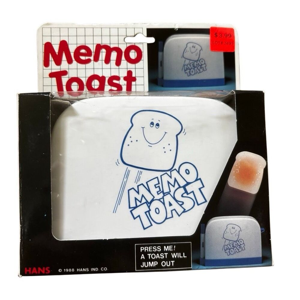 VTG 1988 Memo Toast Pop Up Novelty Desk Toy Hans Ind. Co. Rare 80s Stationary